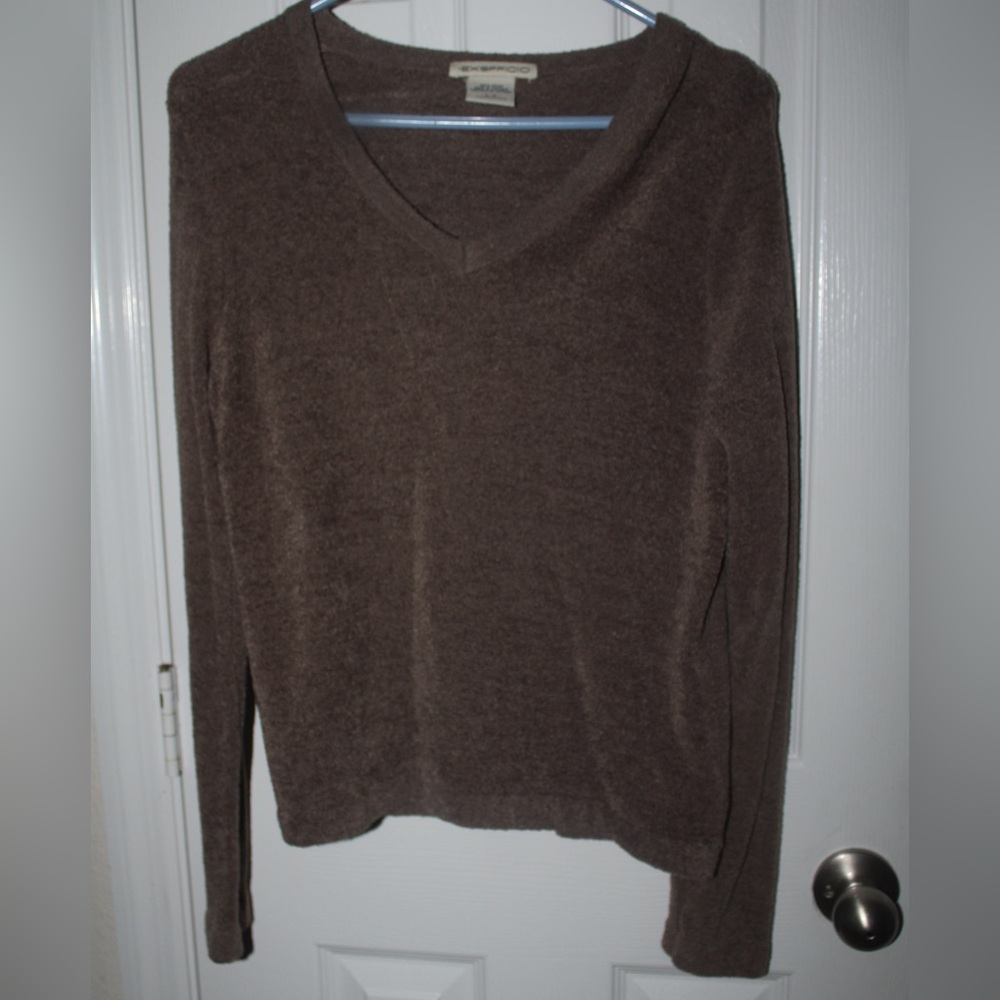 Exofficio Women's Small V-Neck Sweater in Rich Brown Vintage
